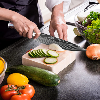 Gustrug Kitchen Knife Set 8-piece knife set made of high-quality stainless steel, ultra sharp knife set with ergonomic handle, gift box, perfect for home and restaurant cooking.