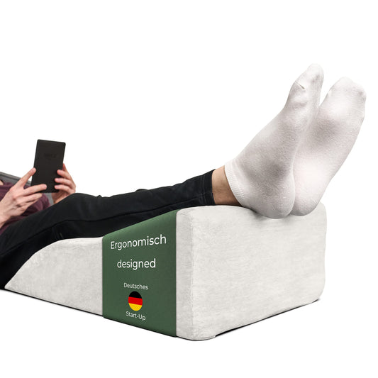 WELL B4 Ergonomic Leg Elevation Pillow MEDIUM - Leg elevation pillow leg support wedge pillow for legs & knees ideal as lymph pillow and vein wedge