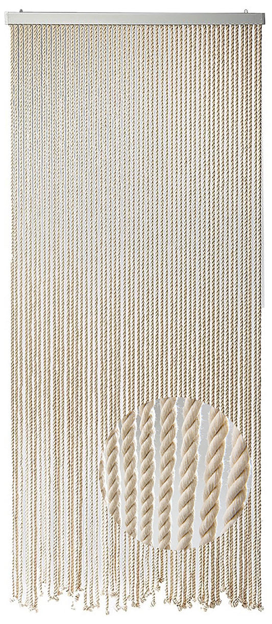 Kobolo rope curtain MARITIME | 90x185 cm | 54 strands | beige | decorative, handmade door curtain | maritime string curtain as a fly screen & privacy for balcony, terrace & windows