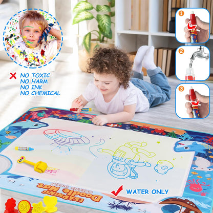 Chellago Toy Children's Toy for 1, 2, 3 Years - Painting Mat with Water Pen, Aqua Magic Doodle Painting Mat Gift for Birthday or as a Reward for Girls and Boys aged 1, 2, 3 years.