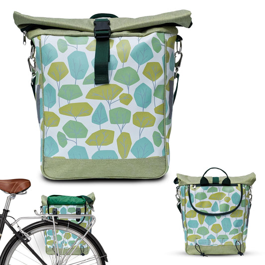 Ikuri single-sided bicycle bag for luggage rack saddle bag single bag pack bag, detachable, with shoulder strap for crossbody, made of tarpaulin, women's, waterproof - Bosque model