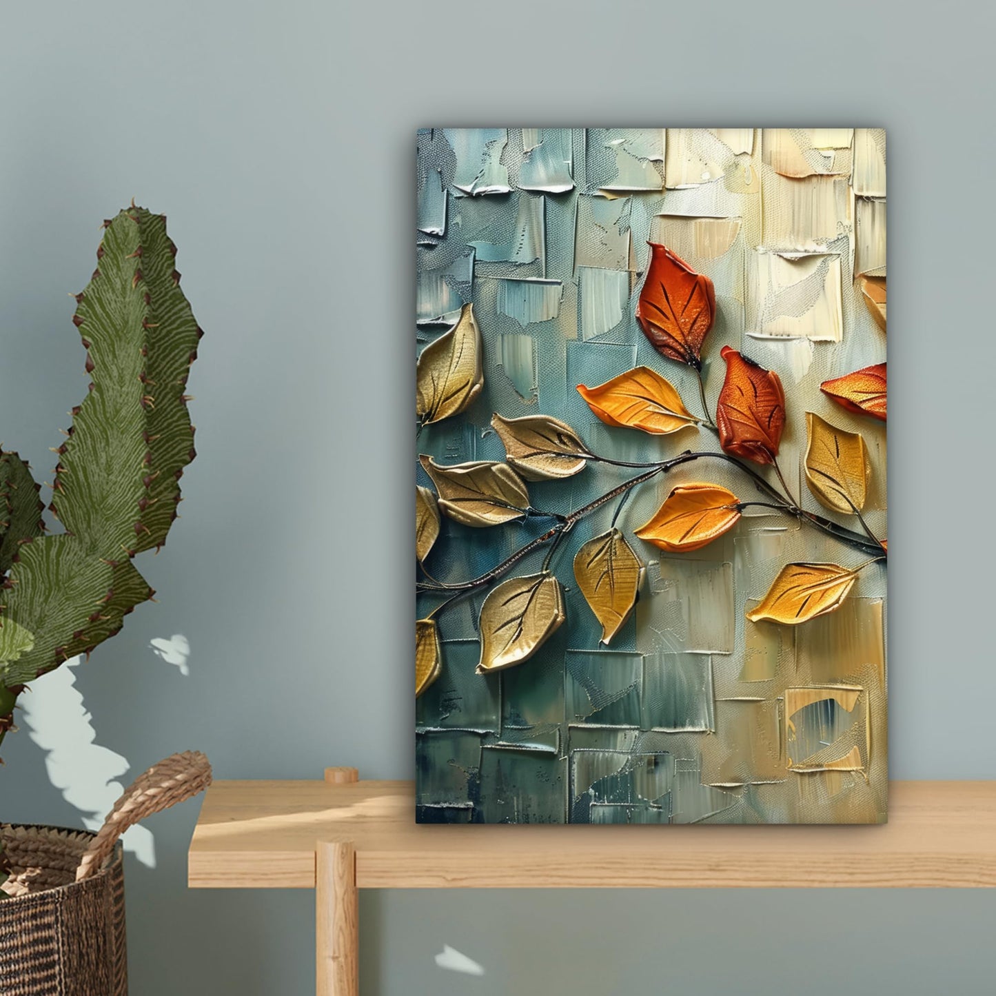 MuchoWow© Images Small 20x30 cm Mini Living Room Decor Modern Canvas Wall Art Print Bedroom Above Bed Room Decor Gifts Art - Leaves - Brown - Modern - Nature