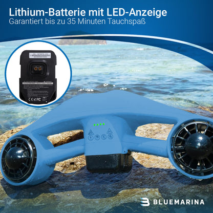 Bluemarina Underwater Scooter Orca | Seascooter - 2 x 500 Watt motors - 3 speeds - Topspeed 5.4 km/h - Up to 30 meters diving depth - Sink protection - Diving - Underwater Scooter