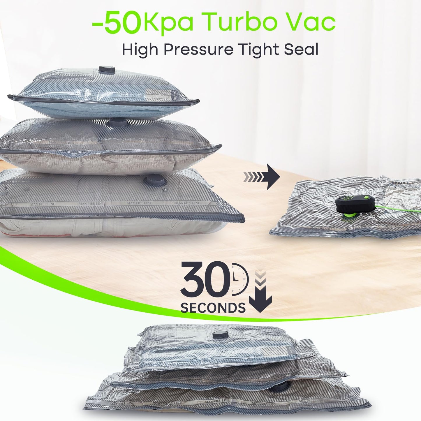 Vacbird Vacuum Bags for Clothes with Electric Pump, 9 Pack (3x 40x40, 3x 40x50, 3x 40x60), Space Saving Vacuum Storage Bags for Clothing Ideal for Travel, Bedding, Moving, Daily Storage.