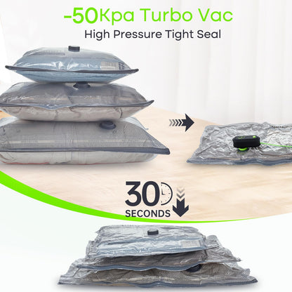 Vacbird Vacuum Bags for Clothes with Electric Pump, 9 Pack (3x 40x40, 3x 40x50, 3x 40x60), Space Saving Vacuum Storage Bags for Clothing Ideal for Travel, Bedding, Moving, Daily Storage.