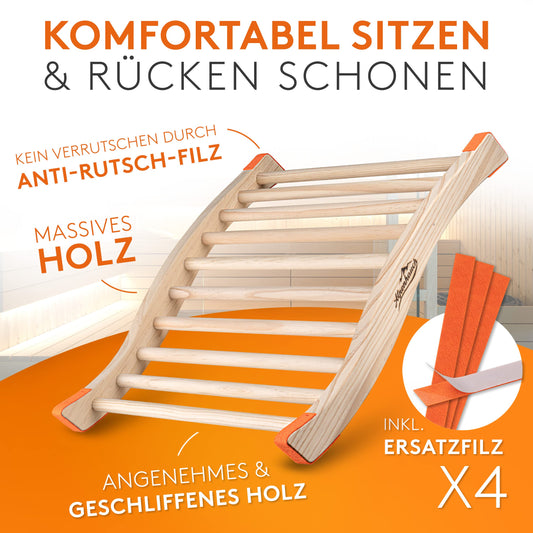 ALPENHAUCH Sauna backrest made of 100% natural wood [1 piece] - Ergonomic backrest with curved S-shape - Elegant sauna accessory infrared cabin - Comfortable backrest infrared cabin