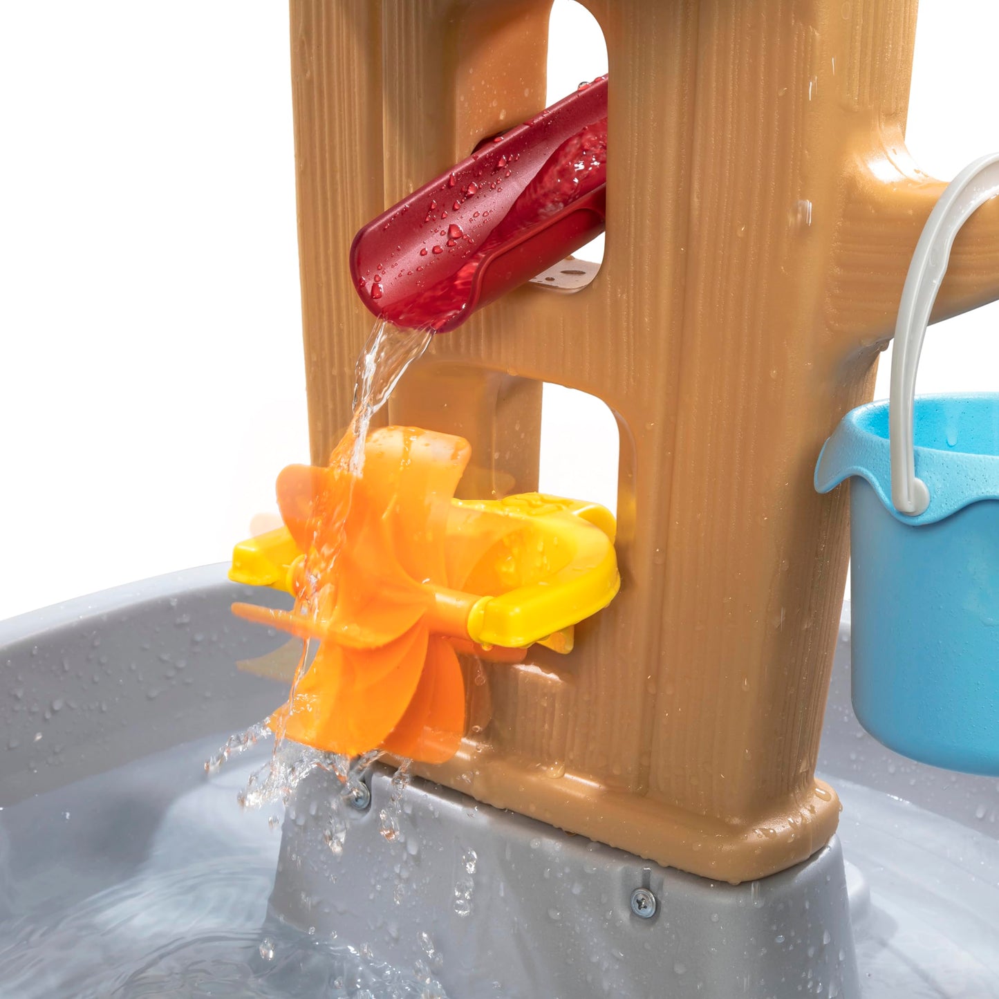 Step2 Rain Showers Splash Tub Water Play Table | Large water table with 13-piece accessory set | Garden water play table for kids in gray & brown