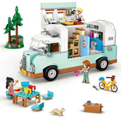 LEGO Friends RV, play set with toy caravan, gift for girls 7+, creative roleplay with 3 minifigures and ferret figure 42663