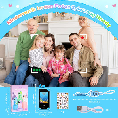 Gifts for Young Girls 6 7 8 9 Kids Phone: Boy Toy 6-10 Years Kids Smartphone 7 8 9 10 Years for Girls Children's Toy Gift Boy 10 11 12 Years Blue Smartphone for Kids