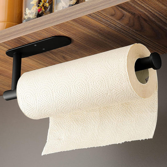 KEGII 2-piece kitchen roll holder without drilling - stainless steel paper towel holder black roll holder for kitchen.