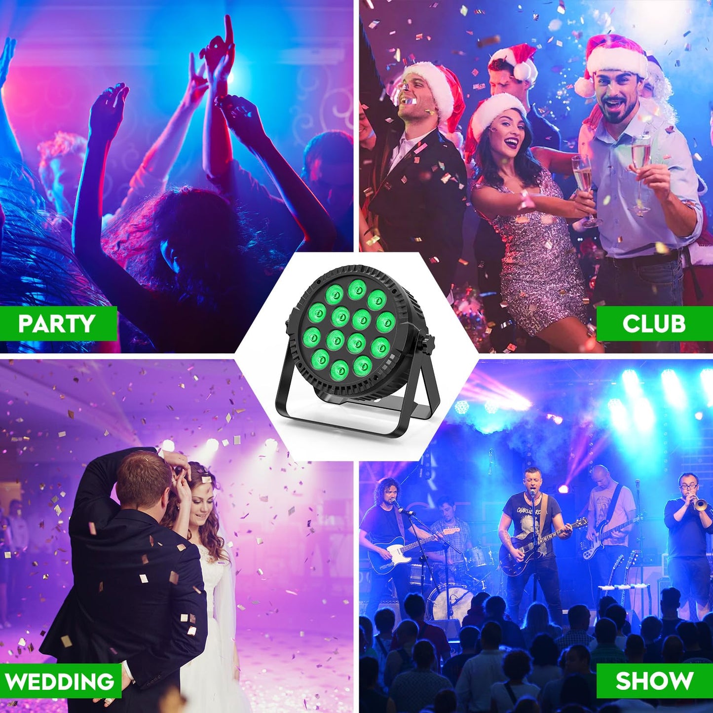 HOLDLAMP 84W LED Par Lights, 14 LED Stage Lights DMX512 4-in-1 RGBW Par Lighting with Remote Control Disco Light for Party Stage DJ Show Bar Halloween Christmas (4 Pack)