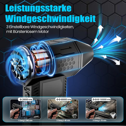 Electric Air Duster, 130000RPM Electric Dust Blower Air Spray, 3-Speed Mini Electric Dust Blower, Super Power Turbo Blower for Computer, Keyboard, Home, Outdoor, and Car