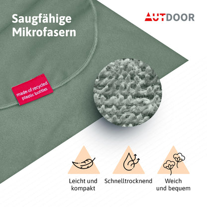 AUTDOOR® Microfiber Changing Towel for Women & Men - sustainable, made from 100% recycled PET bottles - perfect for changing at the beach or for water sports - quick-drying & compact (Green, Kids)