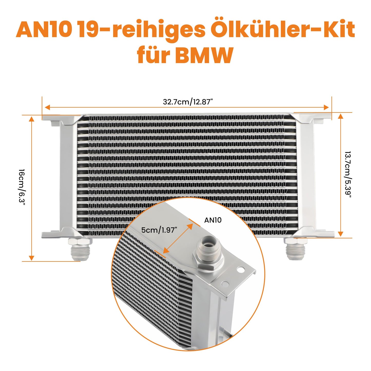 maXpeedingrods 19 Row Oil Cooler AN10 Fitting Universal External Oil Cooler KitAdditional Cooling