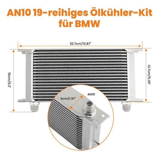 maXpeedingrods 19 Row Oil Cooler AN10 Fitting Universal External Oil Cooler KitAdditional Cooling