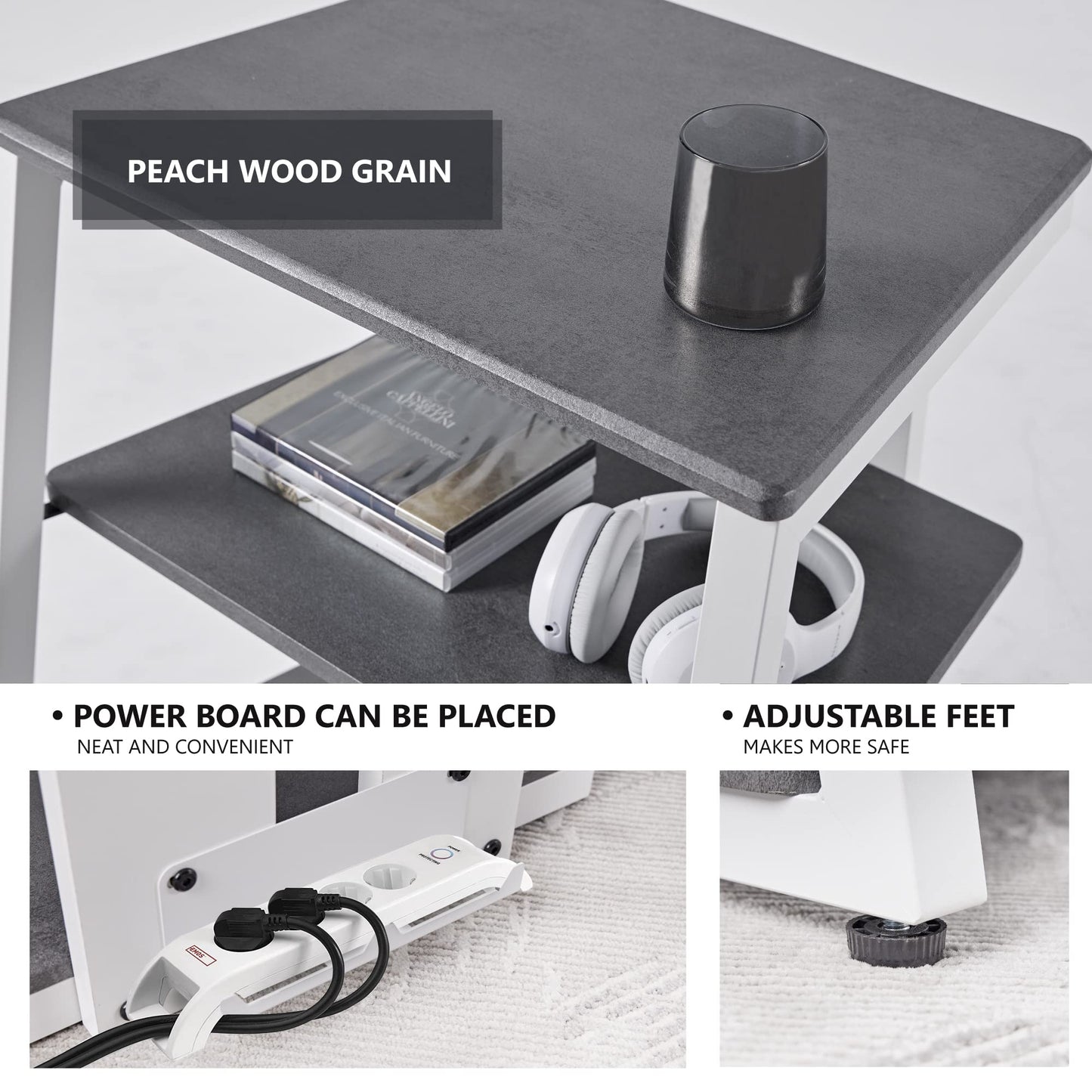 FITUEYES Design HiFi Rack made of wood & steel, turntable table with adjustable shelves, HiFi shelf for turntables & stereo systems & compact systems, 61 x 52 x 78 cm.