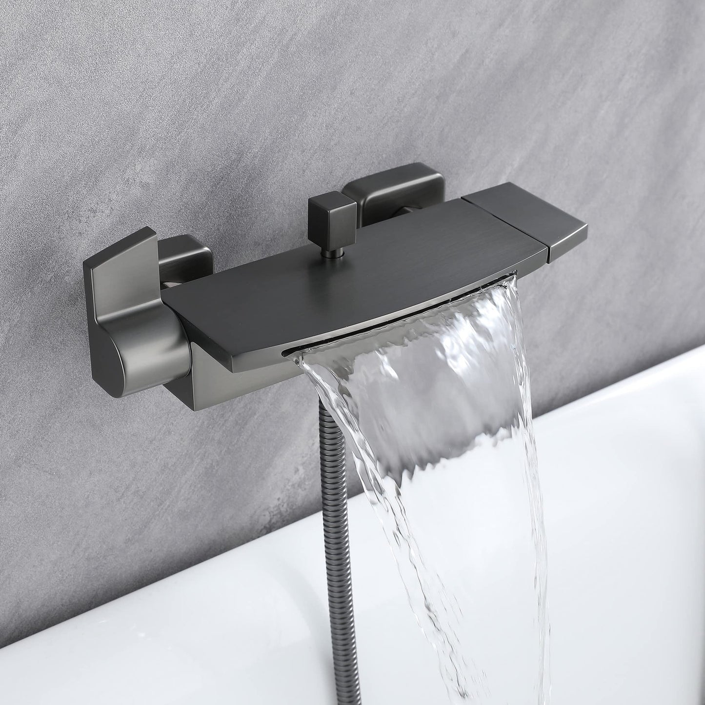 Bathtub faucet waterfall faucet bathtub mixer with shower tub faucet, tub faucet waterfall, bathtub faucet set, brass bathtub faucets (gray)