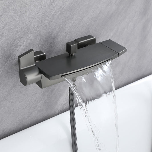 Bathtub faucet waterfall faucet bathtub mixer with shower tub faucet, tub faucet waterfall, bathtub faucet set, brass bathtub faucets (gray)