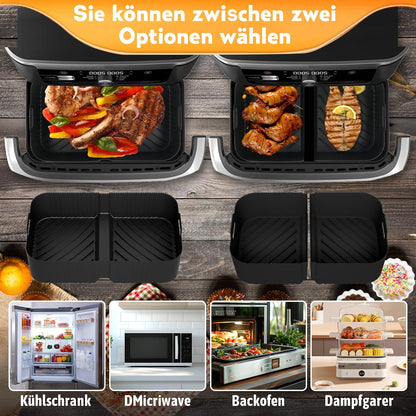 Hot air fryer accessories for Ninja Foodi Flexdrawer 10.4L air fryer AF500EU AF500EUCP, Airfryer accessories 2x5.2L silicone mold for Ninja air fryer, Ninja Flex Drawer accessories.