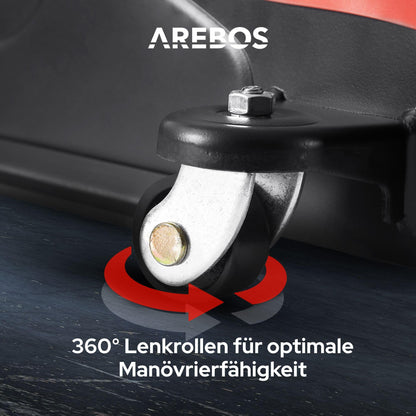Arebos 2T Hydraulic Trolley Jack - Low-profile jack with lifting range of 85-385 mm - includes 4 rubber pads - jack for car vehicle automotive - sturdy jack & stand for workshop and garage.