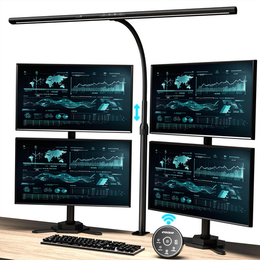 EYOCEAN desk lamp LED, 24W 80CM table lamp with gesture control, dimmable daylight lamp eye protection monitor lamp for office workers readers architects tailors.