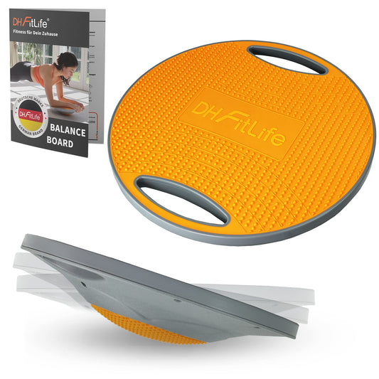 DH FitLife Balance Board, wobble board, balance pad with handles, extra large Ø 42cm, max. 200 KG, balance trainer, fitness balance board for adults & kids.