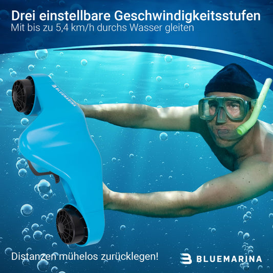 Bluemarina Underwater Scooter Orca | Seascooter - 2 x 500 Watt motors - 3 speeds - Topspeed 5.4 km/h - Up to 30 meters diving depth - Sink protection - Diving - Underwater Scooter