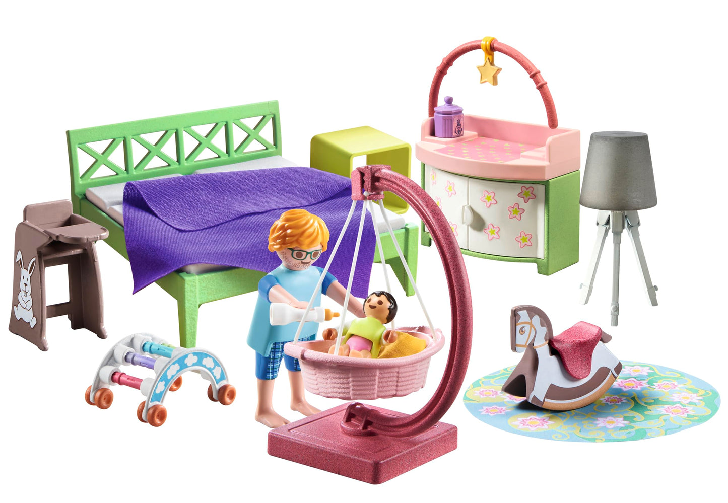 PLAYMOBIL MyLife 71609 Bedroom with Baby Play Area, and Two Figures, made from over 80% recycled and bio-based materials, detailed toy for children ages 4 and up.