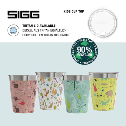 SIGG Children's Cup Set (4 x 0.35 L), drinking cups for kids in 4 colorful designs for boys and girls, practical stainless steel cups for home and on the go.