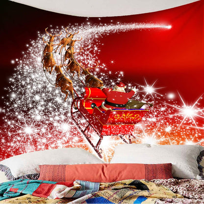 Whoiy wall hanging Christmas, wall tapestry boho 350X256cm polyester Santa Claus and elk photo background banner Christmas home decoration