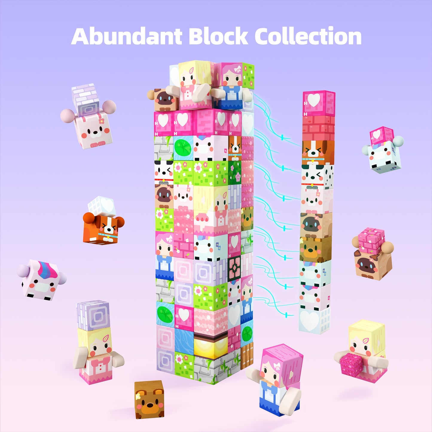 GobiDex Magnetic Building Blocks 100 Pieces - Unicorn Magnetic Tiles, Beautiful Magnetic Toy & Construction Set for Girls, Princess Gifts for Kids aged 3-4, 5-6, 7-8, 9-10 years