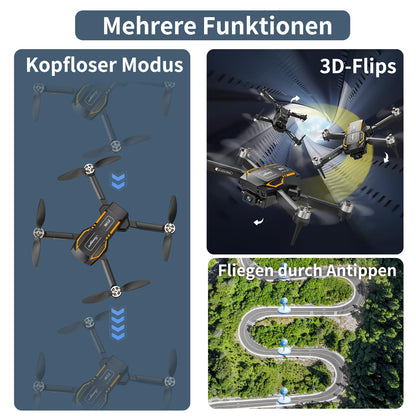 F198 Drone with HD Camera, Mini Drone with Dual Camera, Gesture/VR Control, 3D Flips, 3 Speeds, 20 Min Flight Time, Brushless Motor, Auto-Hover, One-Key Start for Adults/Beginners.