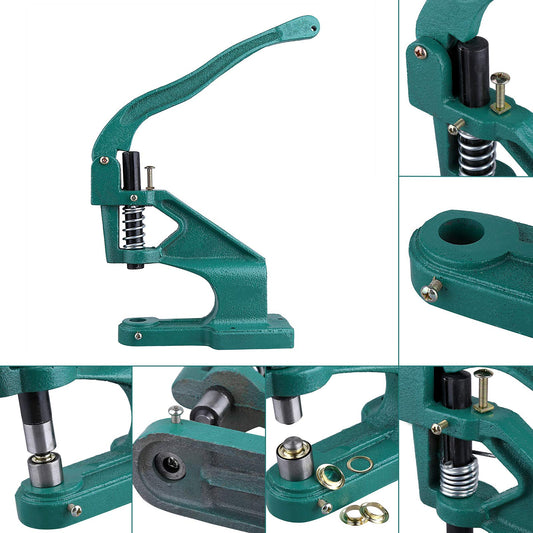 Joyful eyelet press set, eyelet pliers set hand press eyelet machine blind rivet pliers rivet pliers nut riveting pliers set 3 dies 900 eyelets 6/10/12 mm for leather crafting curtains drapes PVC