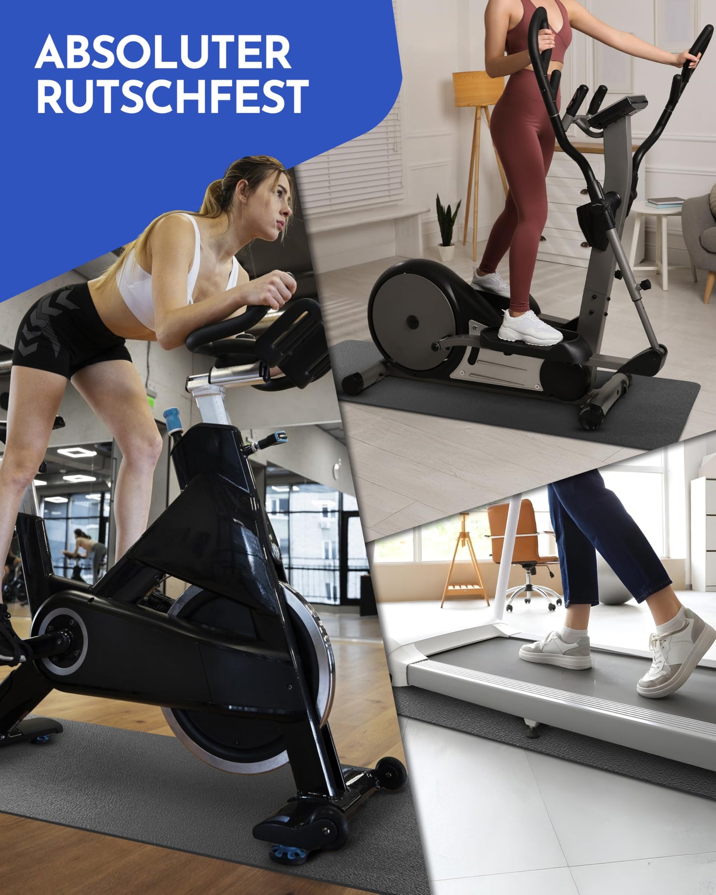 NEOLYMP Floor Protection Mat for Fitness Equipment (200 x 90cm) - Treadmill Mat 8mm Thickness - Durable, Non-Slip & Shock-Absorbing - Fitness Floor Mat for Crosstrainers - Exercise Mat, Fitness Mat