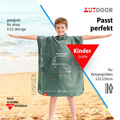 AUTDOOR® Microfiber Changing Towel for Women & Men - sustainable, made from 100% recycled PET bottles - perfect for changing at the beach or for water sports - quick-drying & compact (Green, Kids)