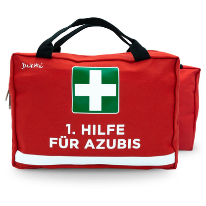 Dakita First Aid Kit for Trainees - Funny gift for starting training or exams - 28x18x8 cm - red, empty
