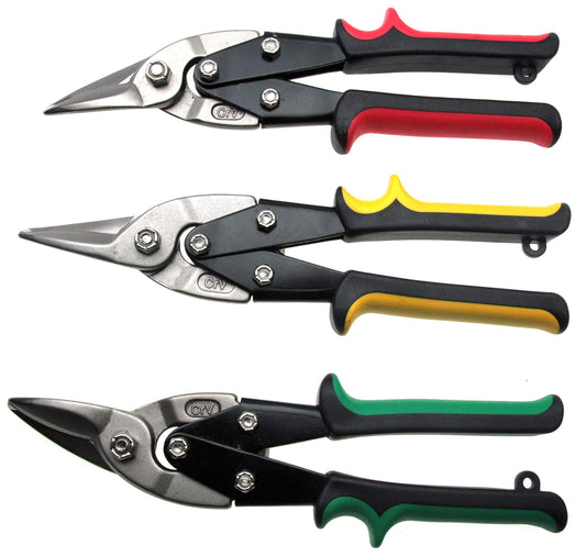 Alkan Sheet Metal Shear Set, 3-piece | left-cutting right-cutting straight-cutting | Metal shears for cutting sheets (bodywork pliers/welder's pliers)