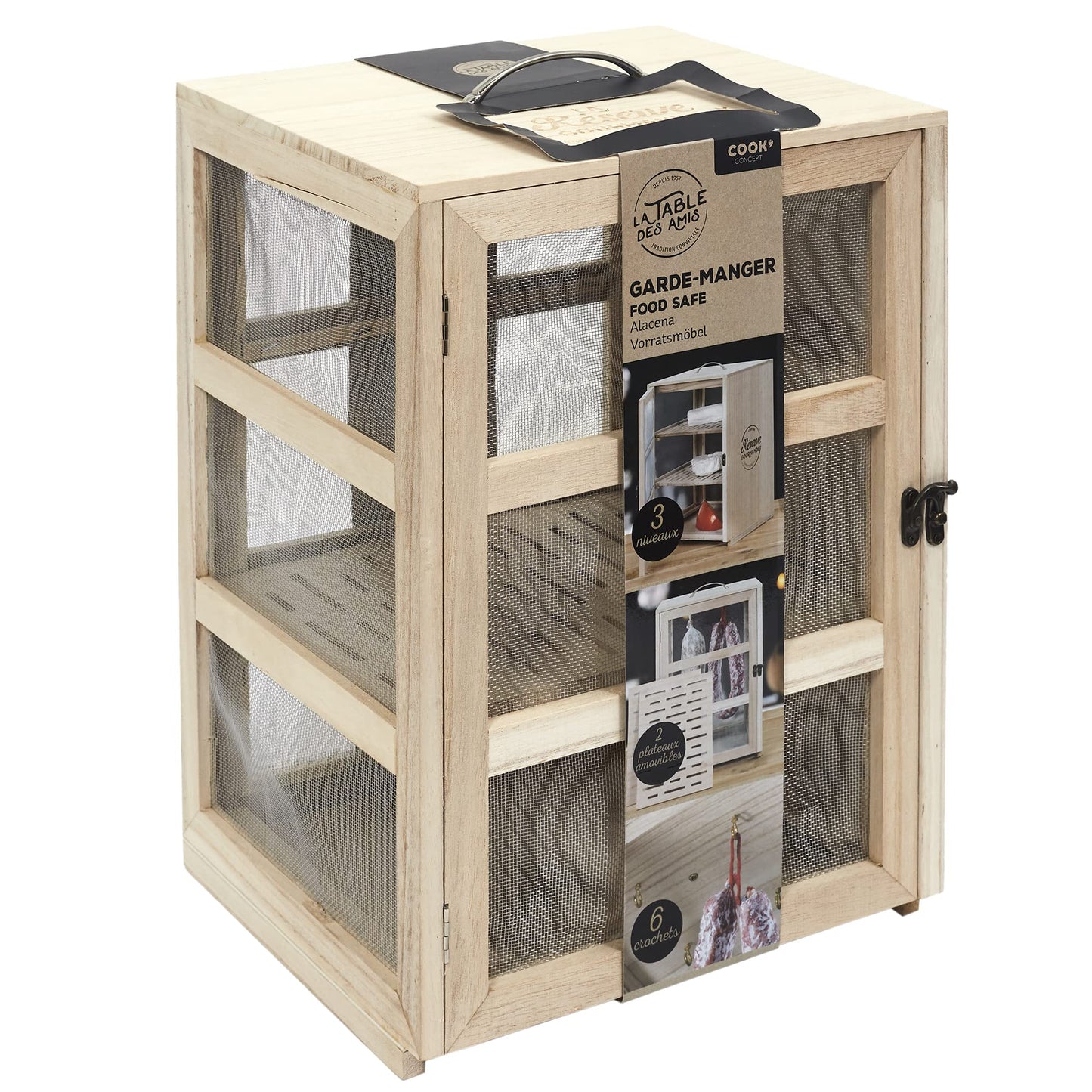 COOK CONCEPT KA4717 pantry cabinet for storage, miscellaneous accessories, made of paulownia wood, wood-steel, 28.2 x 24 x 39 cm