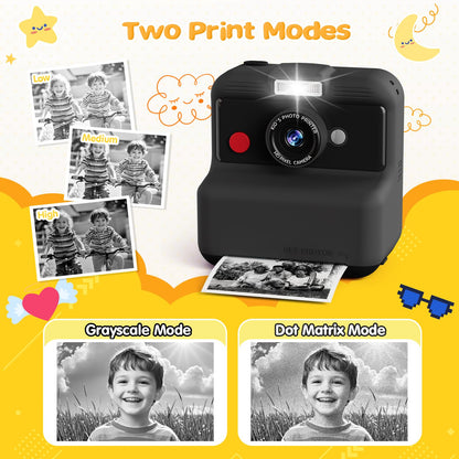 CAMCLID instant camera for kids, 3.0 inch screen kids camera instant camera, 48MP/1080P kids camera instant print with 32GB card, toy gift for boys and girls age 3-12 (black)