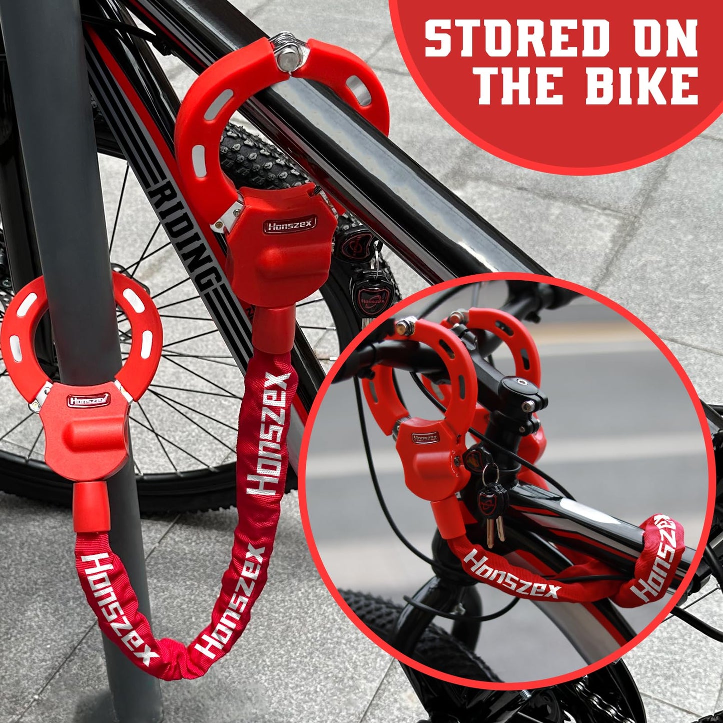 Honszex Scooter lock, scooter locks, theft protection, 92 cm, colorful handcuff lock, bicycle locks, high security with key, accessory for e-scooter, e-bike