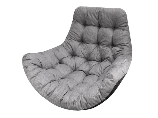 Bjird hanging chair cushion, pad, cushion for polyrattan & rattan hanging swing, seat cushion for hanging basket - round seat cushion - back cushion for hanging seat - indoor & outdoor - graphite eco-linen.