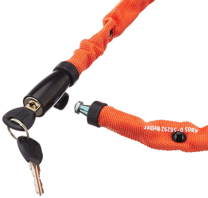 ABUS armored cable lock Ivera Steel-O-Flex 7200 - cable lock made of steel cable with armored steel sleeves 110 cm & chain lock 1500 Web - bike lock made of special steel - 4 mm round chain 60 cm Orange