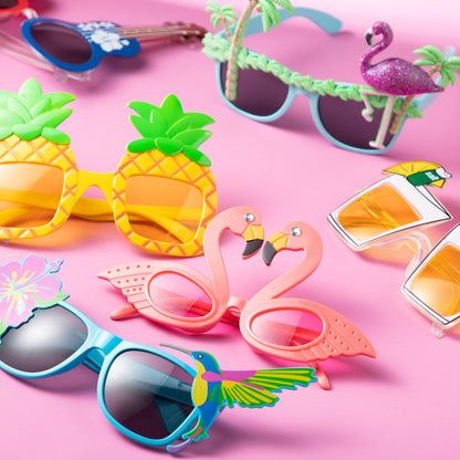 JOYIN 12 Pack Luau Party Glasses and 12 Pack Hawaiian Leis, Flower Lei Garlands, Novelty Sunglasses, Tropical Birthday Summer Beach Party Decoration Accessories