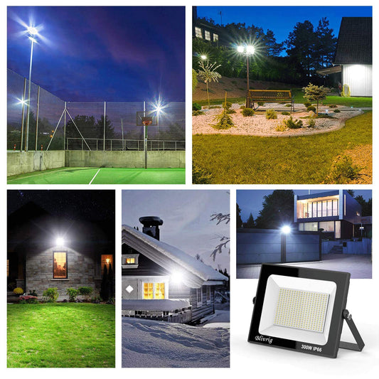Blivrig 300W LED Floodlight Outdoor Warm White, Outdoor Floodlight, Super Bright 30000LM Floodlight, Outdoor Spotlight IP66 Waterproof, 3000K Outdoor Spotlight, Warm Floodlight, for Garden, Garage (Warm White, 300W)