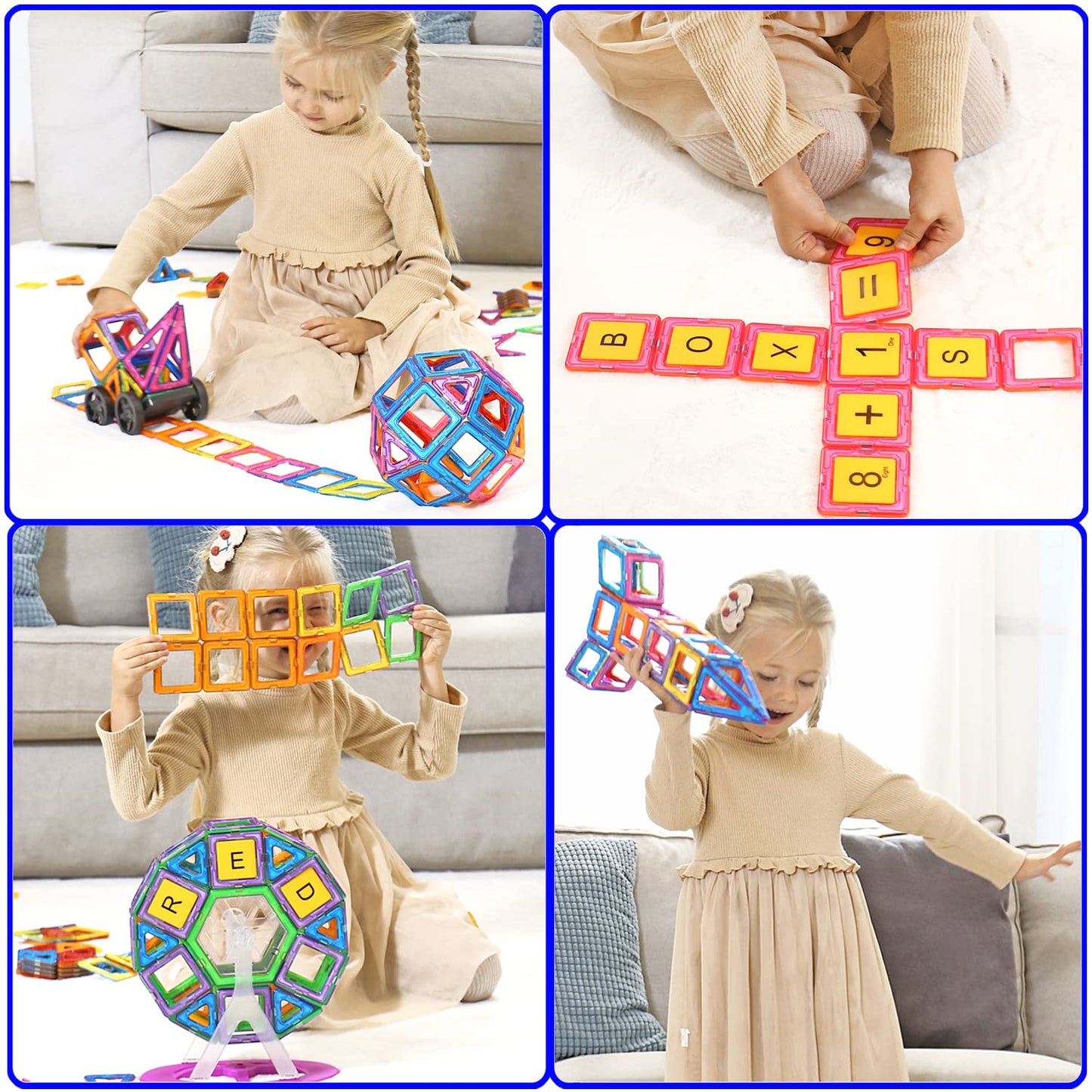 CONDIS Magnetic Building Blocks 120 Pieces, Magnetic Toy Magnets Children Magnet Building Blocks Magnet Toy Magnetic Games for Gift from 3 4 5 6 7 8 Years Boys Girls Building Blocks Kids Toys