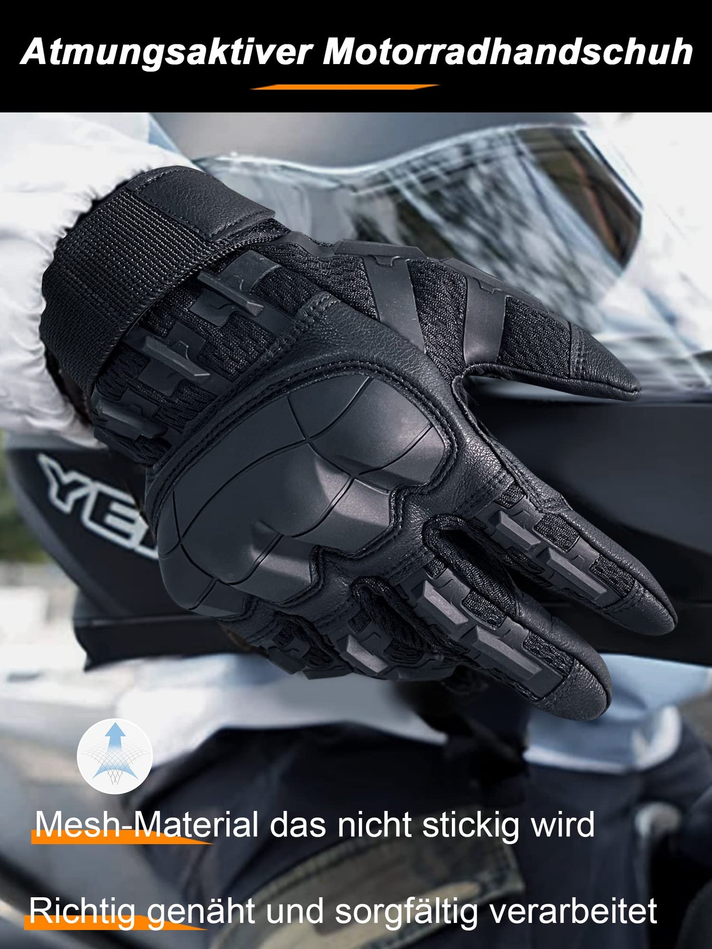 WTACTFUL Men's Motorcycle Gloves, breathable Motorcycle Gloves Men's with protectors for Tactical Bicycle Einsatzhandschuhe Airsoft Paintball Black S