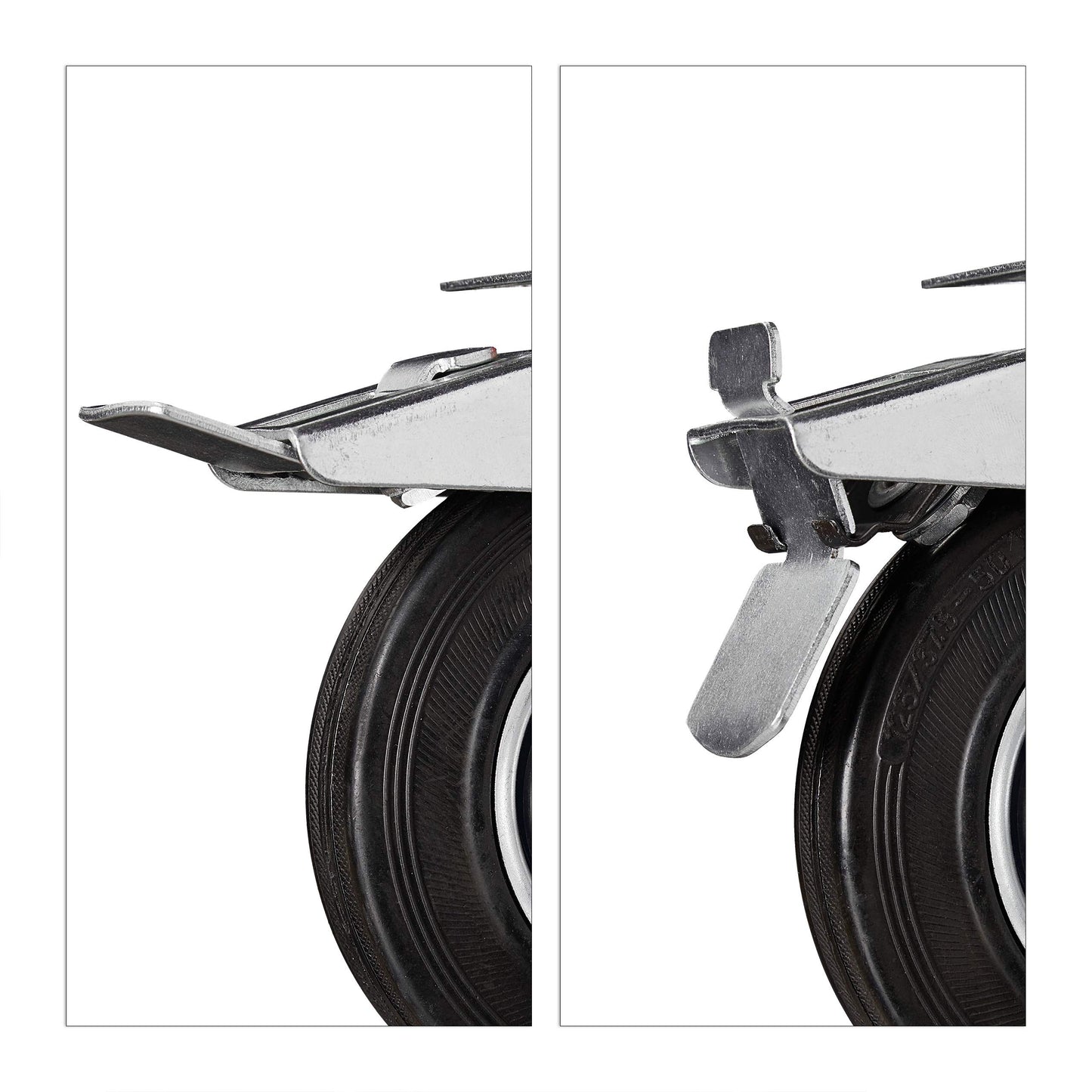 Relaxdays Heavy Duty Casters, Set of 4, swivel, ball bearing, 2 with brakes, load capacity up to 320kg, wheel diameter: 125mm, black