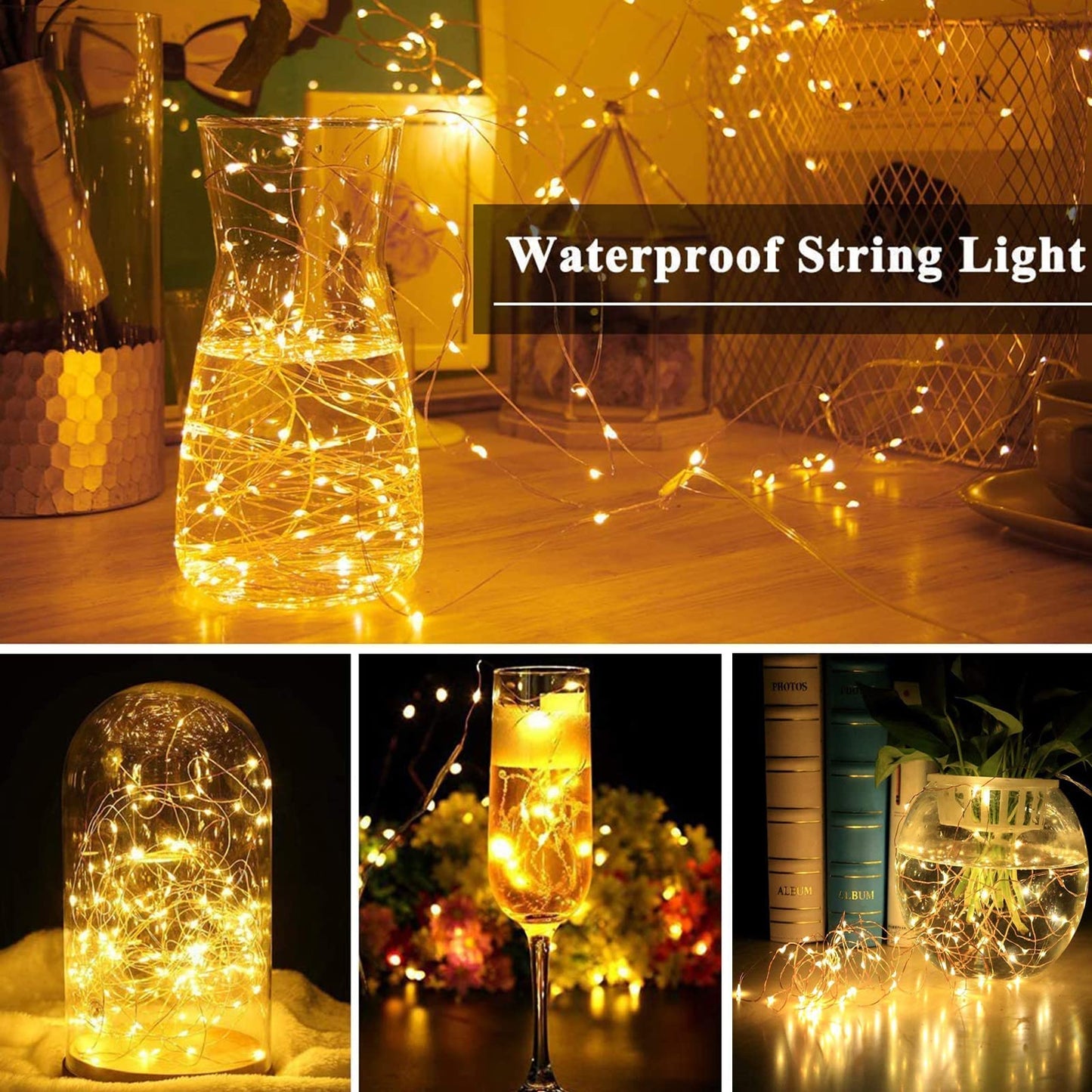 30M copper wire 300LEDs warm white string lights with plug and remote control, waterproof IP65, indoor outdoor decoration for Christmas, wedding, garden party.