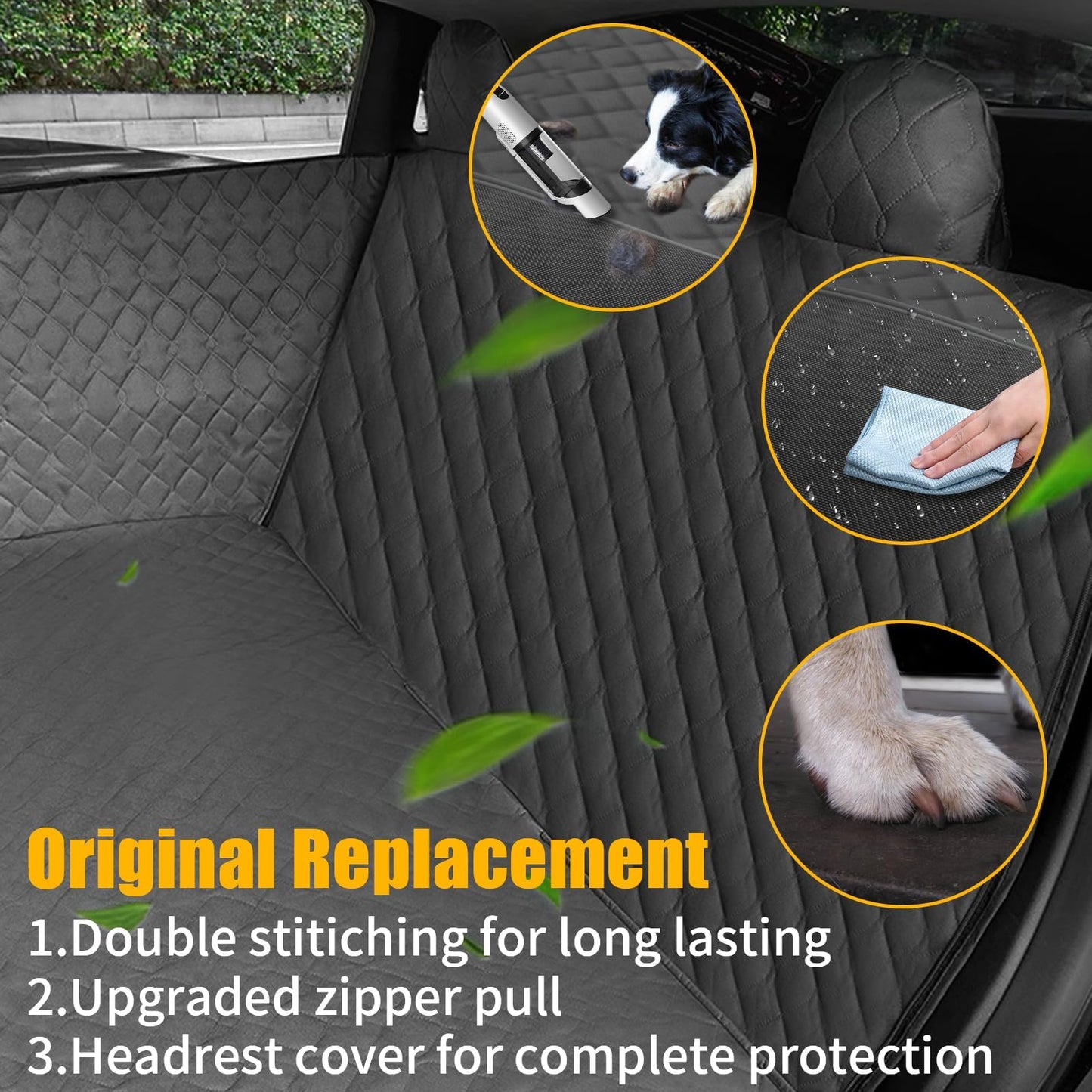 TTCR-II Compatible with Car Seat Cover Dog Back Seat Tesla Model 3 Y S 2018-2023 Waterproof & Scratch-Resistant Dog Blanket Car Backseat for Side Protection & Viewing Window Model 3 Y Car Seat Cover Dog Blanket