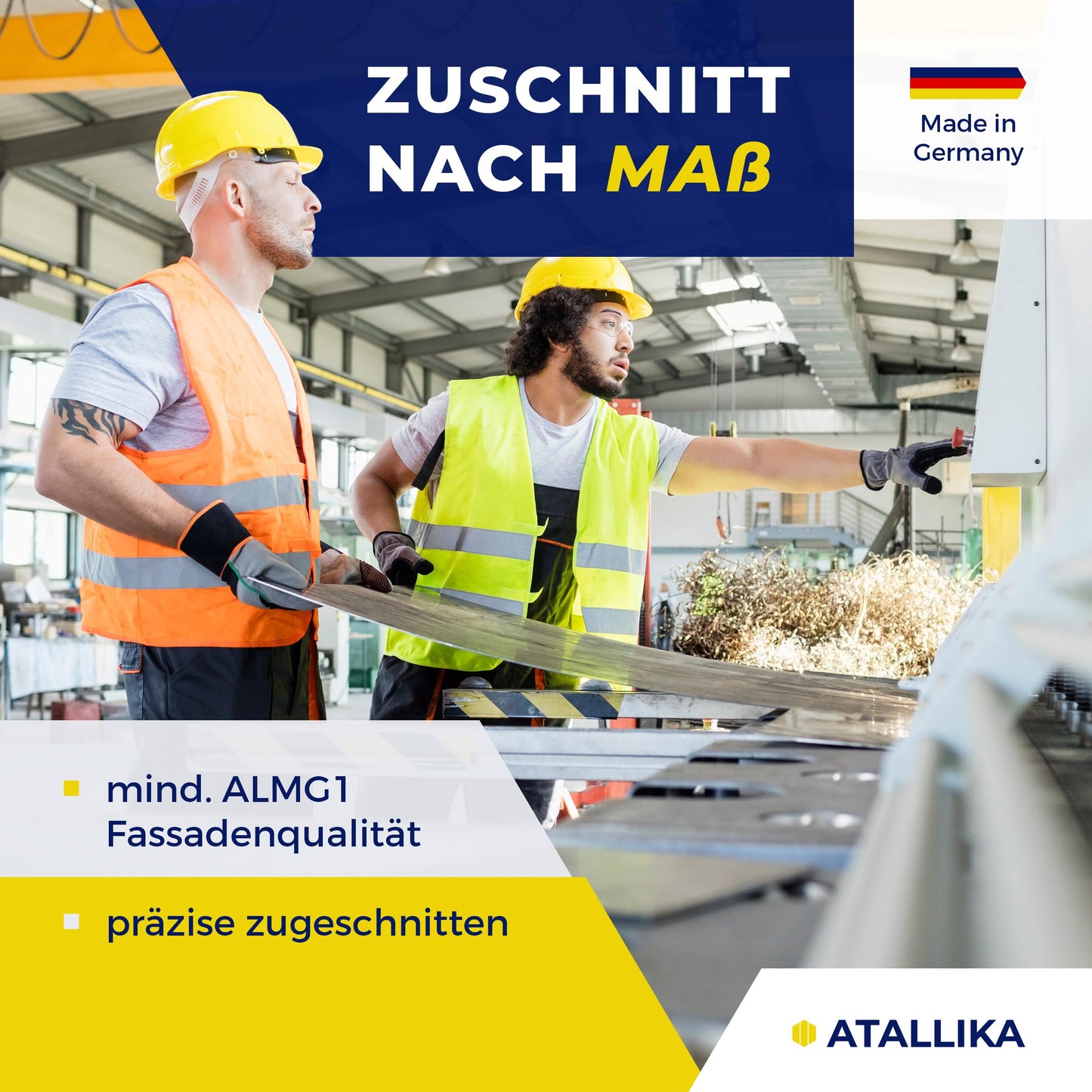 ATALLIKA aluminum plate coated [Moss Green, 1000x1000 mm] - 2mm thick aluminum sheet with one-sided powder coating [weatherproof, outdoor & indoor] - precise sheet metal cut from Germany.